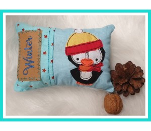 Stickdatei - Winterfreunde Doodle Appli Pinguin